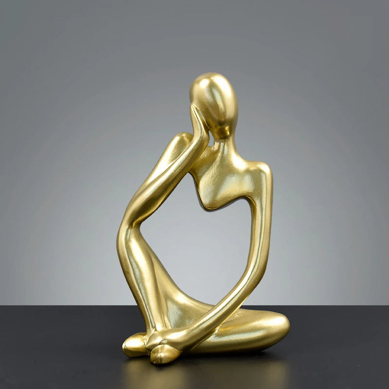Golden Abstract Resin Desk Sculpture