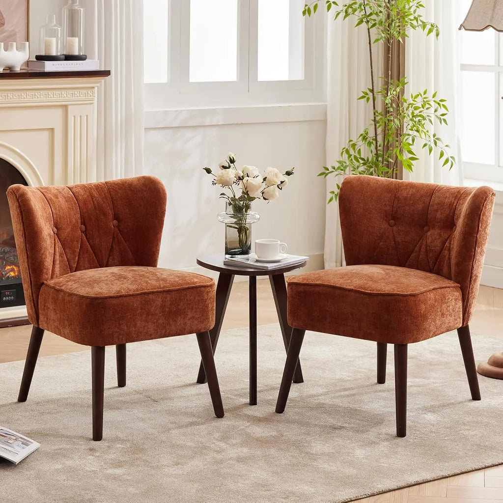 Modern Upholstered Wood Leg Armchair