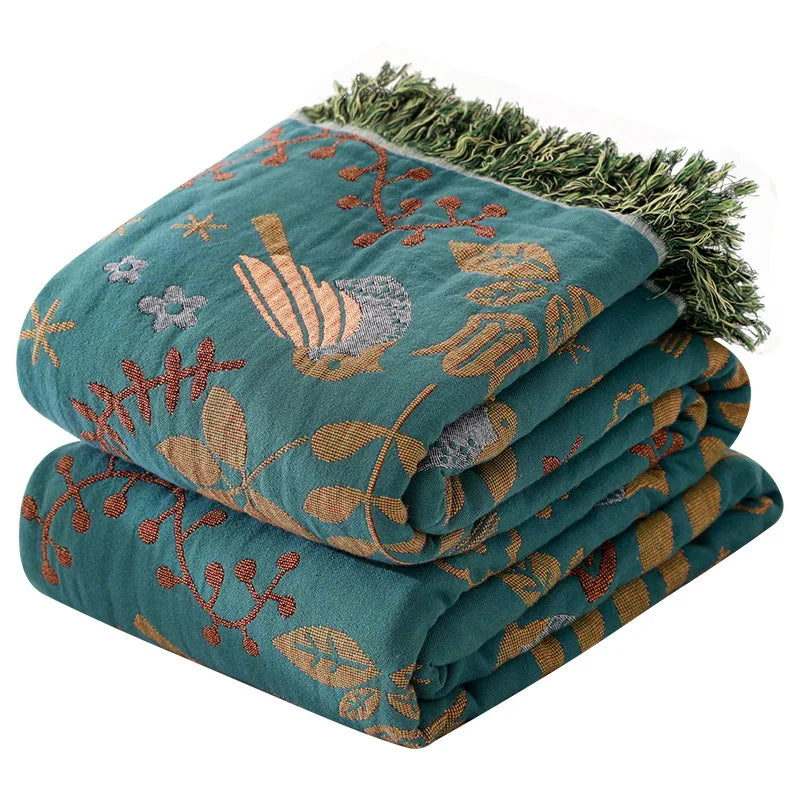Bohemian Muslin Tassel Throw Blanket