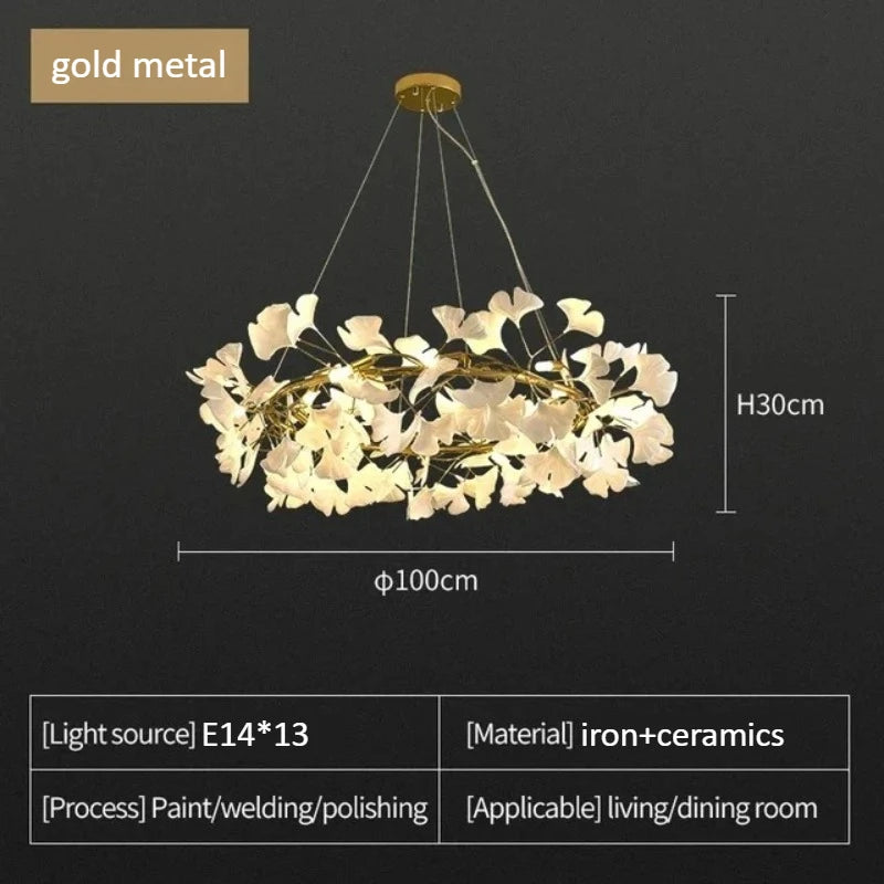 Ceramic Gingko Leaf Chandelier