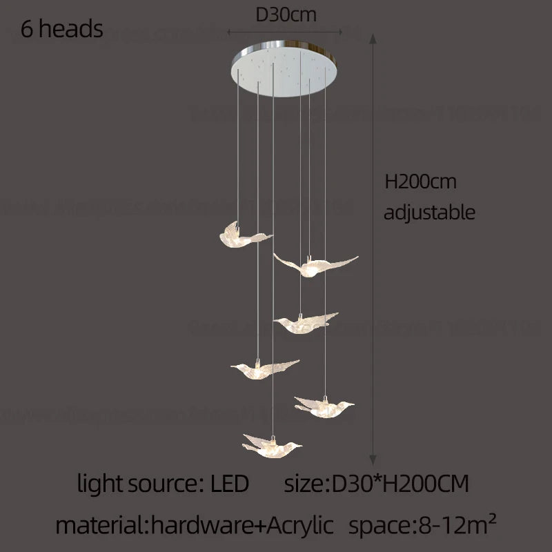 LED Bird Pendant Chandelier