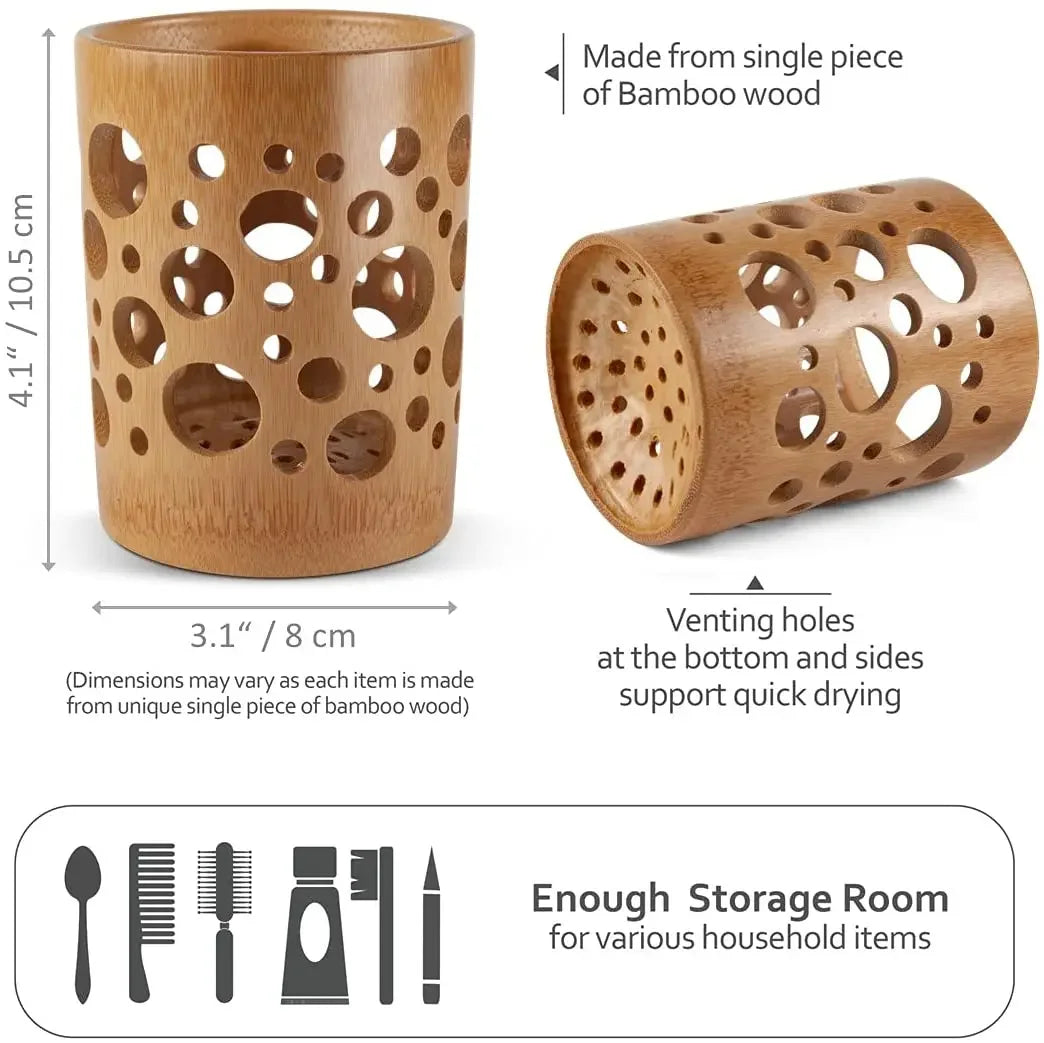 Bamboo Toothbrush Holder with Drainage