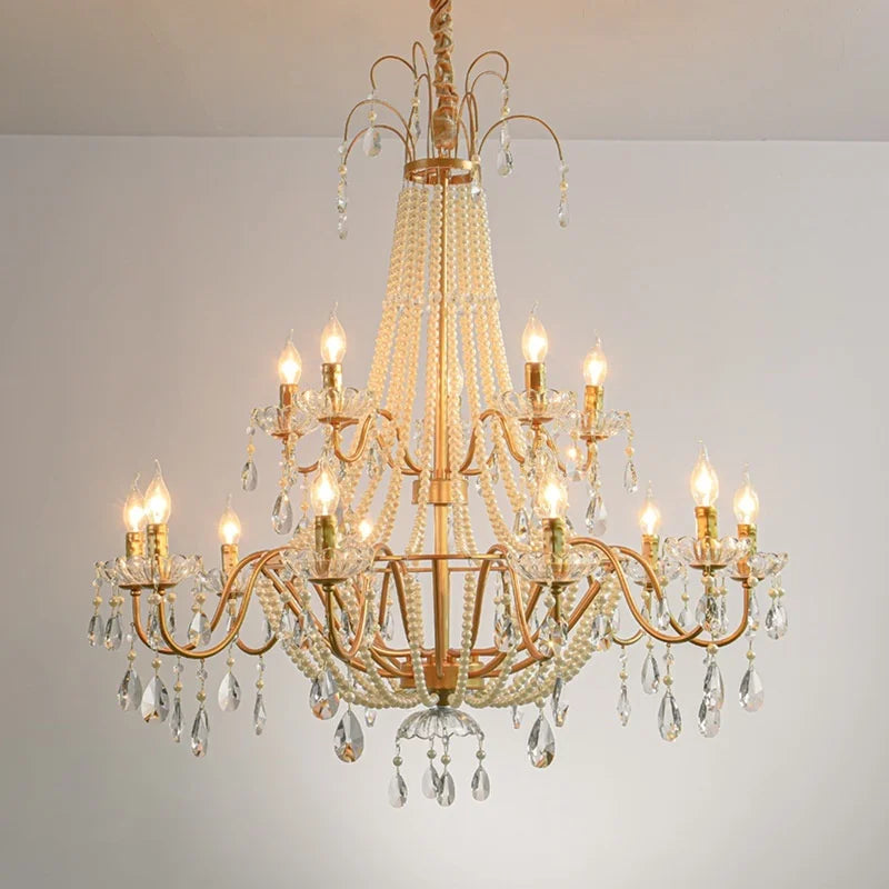 Gold Crystal Candle Chandelier Luxury