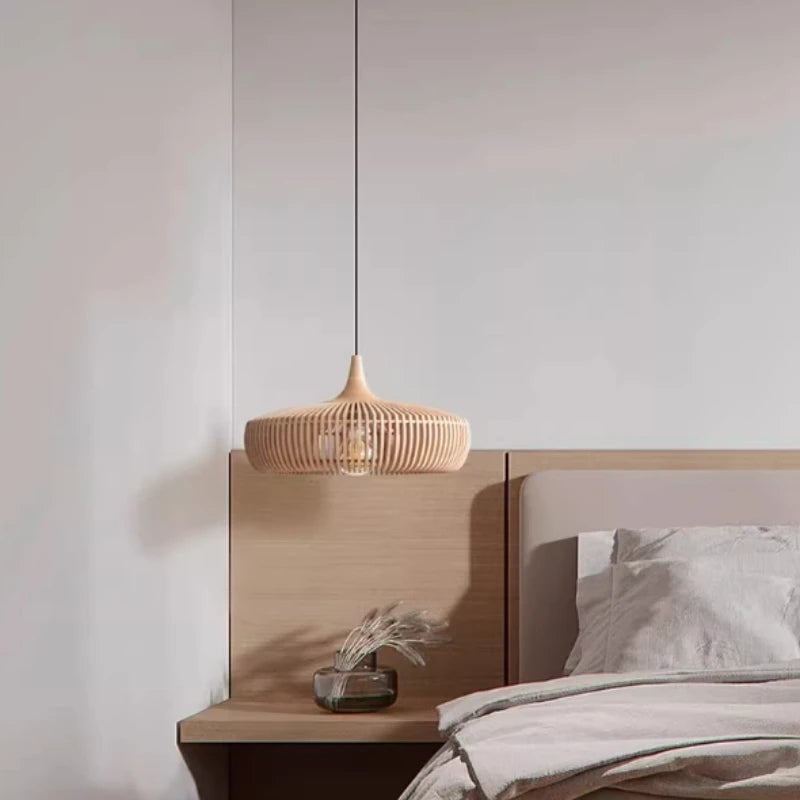 Wabi-Sabi Hollowed Wooden Pendant Light