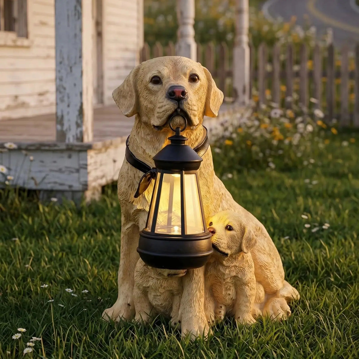 Solar-Powered Labrador Retriever Garden Statue Light