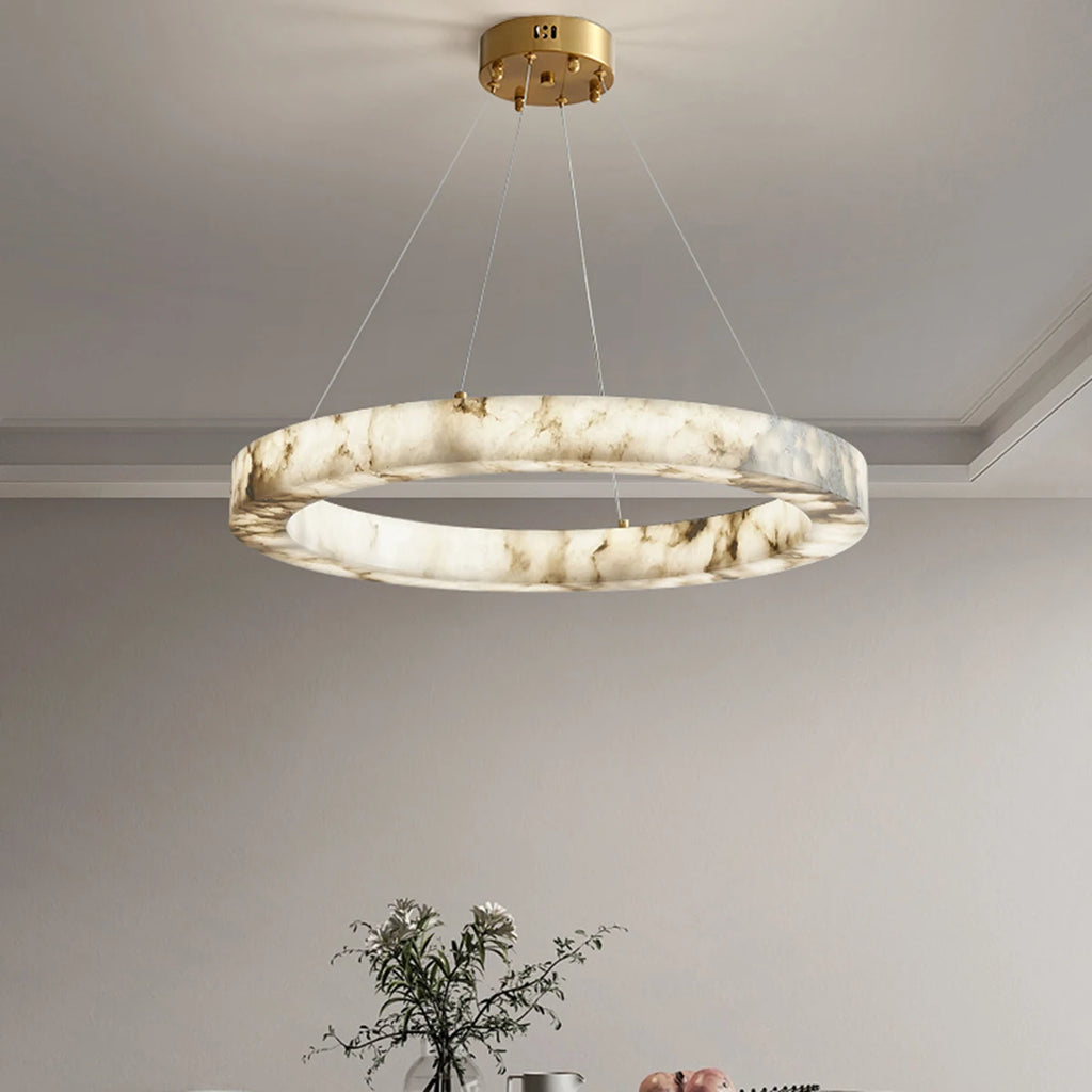 Modern Faux Marble Round Pendant
