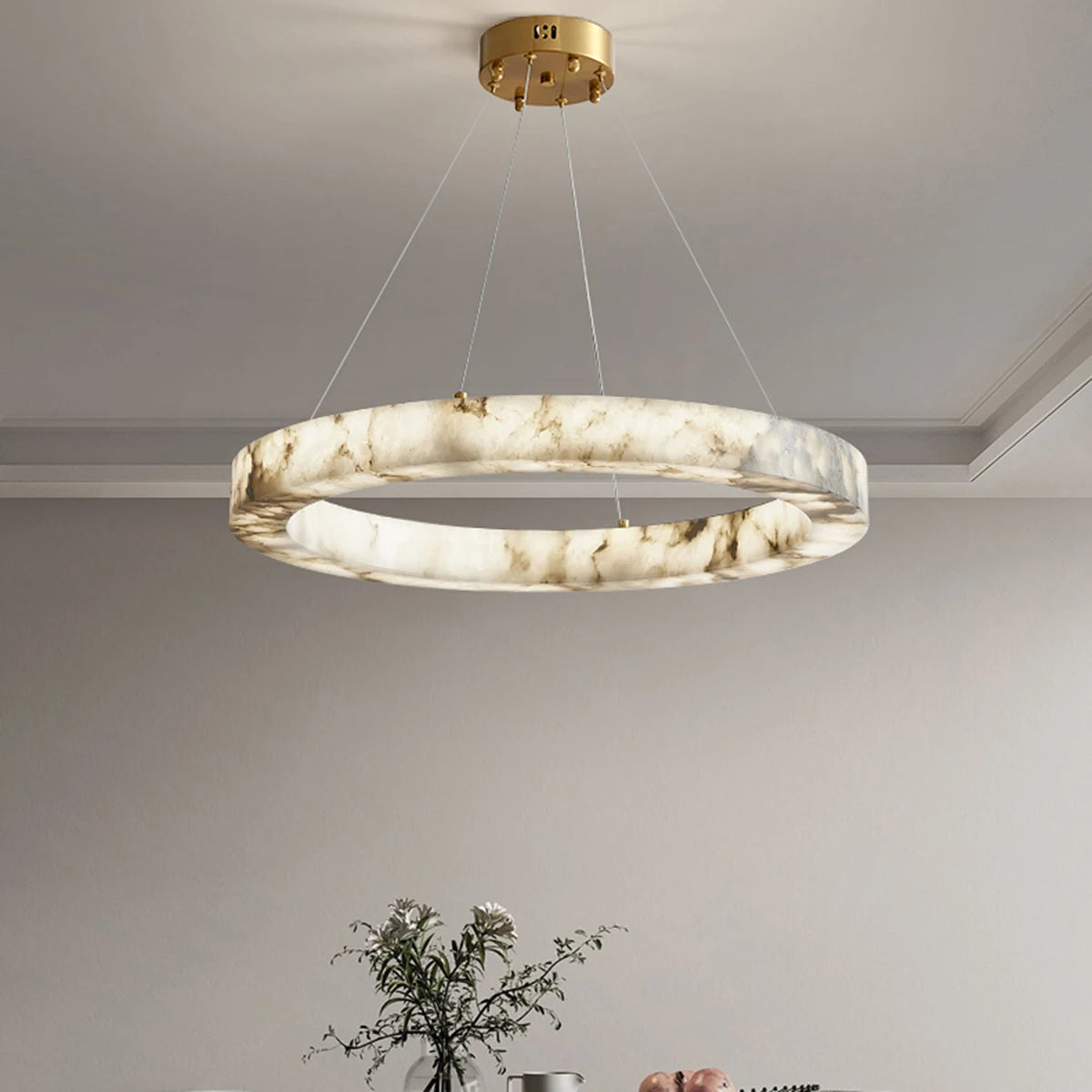Modern Faux Marble Round Pendant