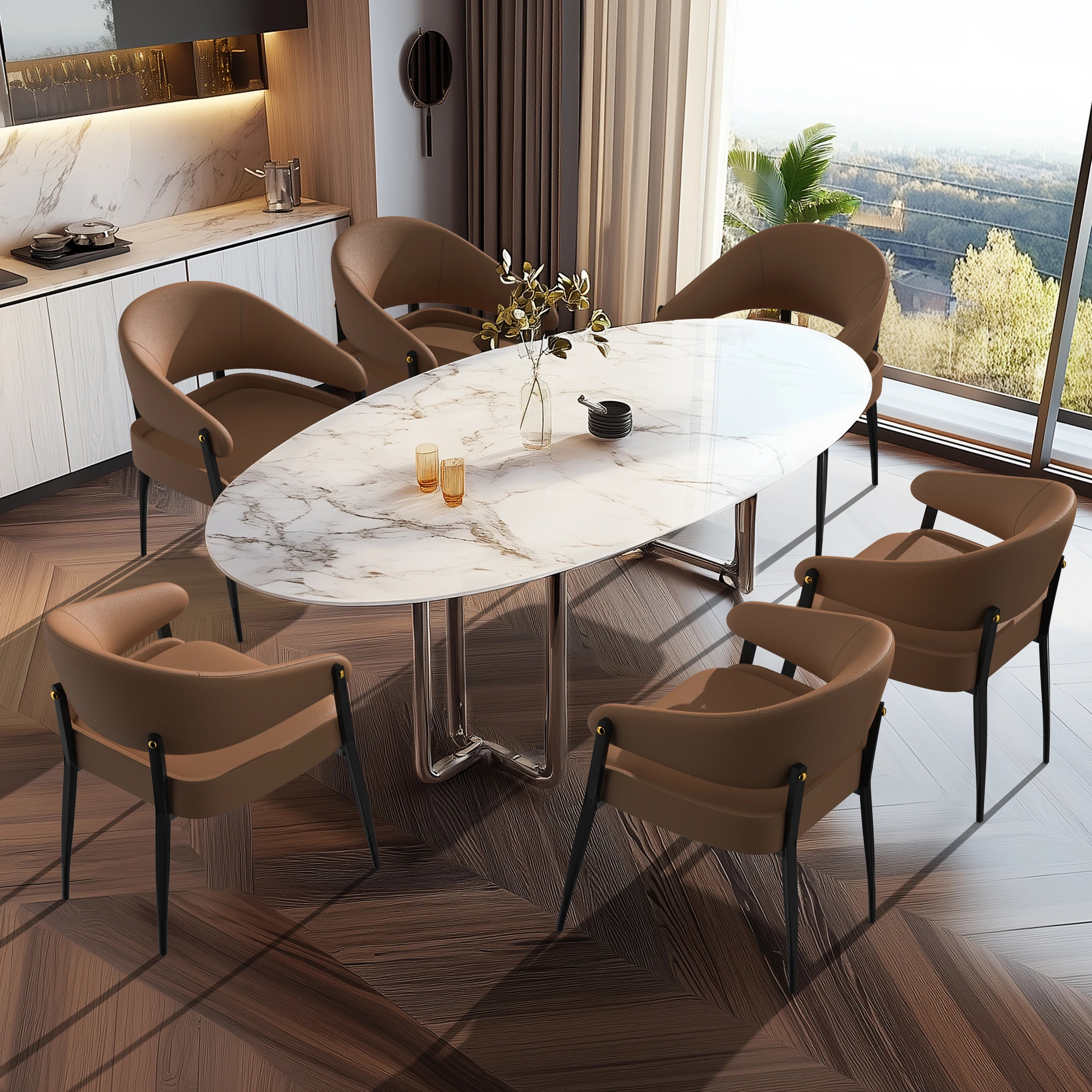 Luxury Microfiber Leather Dining Chairs