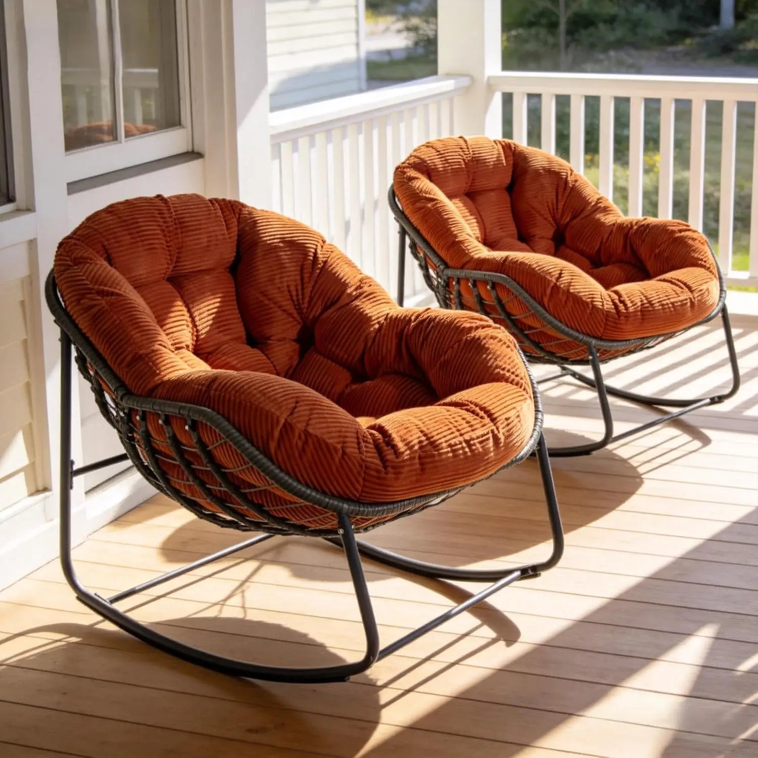 Oversized Papasan Rocking Chair Set