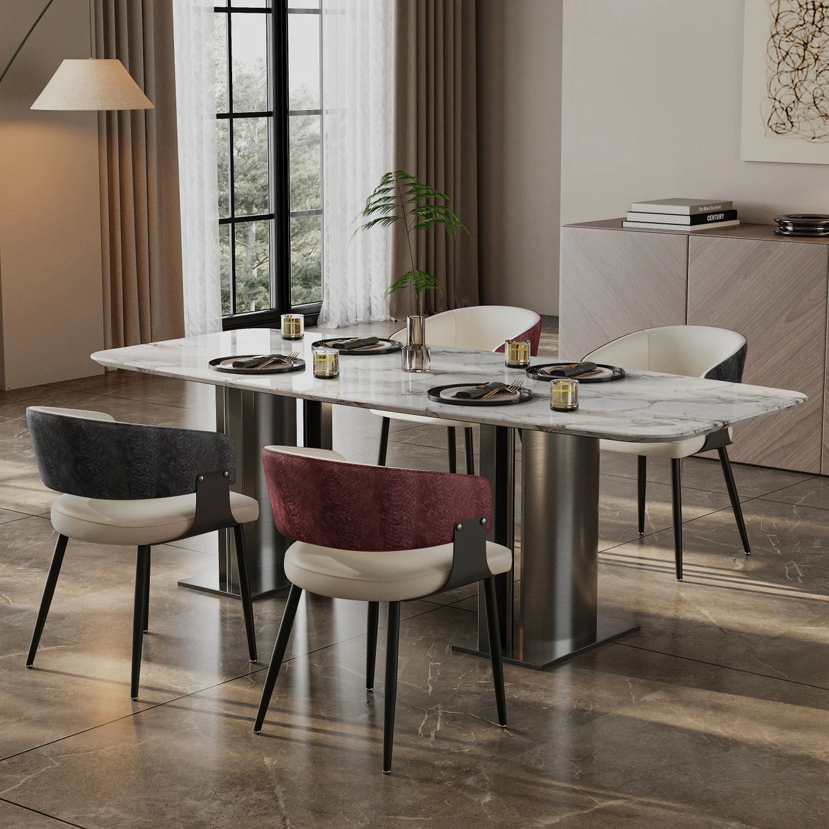 Microfiber Leather Upholstered Dining Chairs