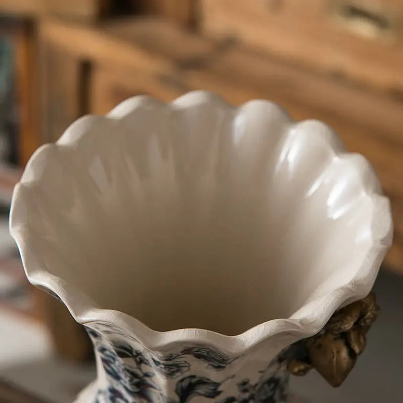 Vintage Blue White Porcelain Vase