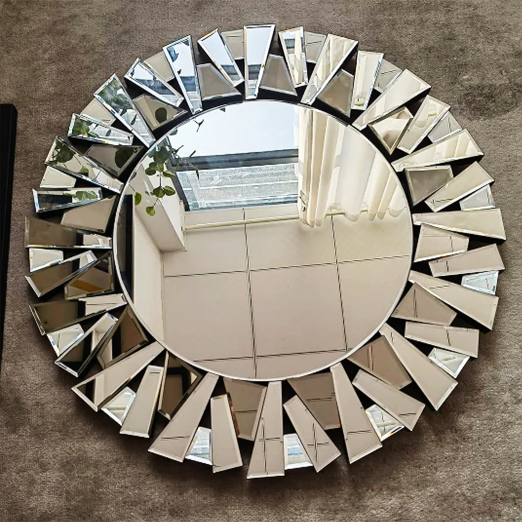 Large 79 cm Round Beveled Wall Mirror