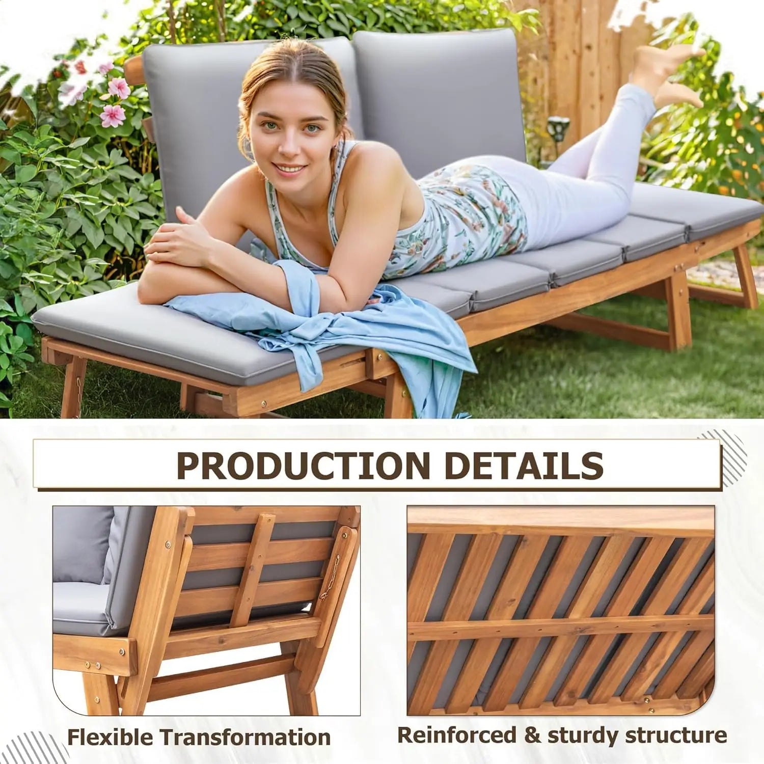Convertible Acacia Outdoor Daybed