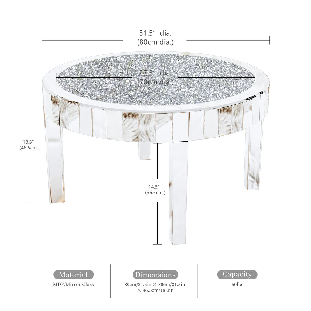Crushed Diamond Mirrored Table