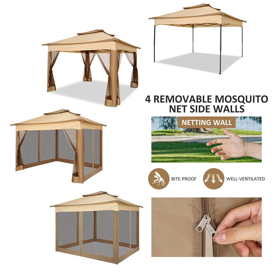 11×11 One-Push Pop-Up Gazebo with Mosquito Netting