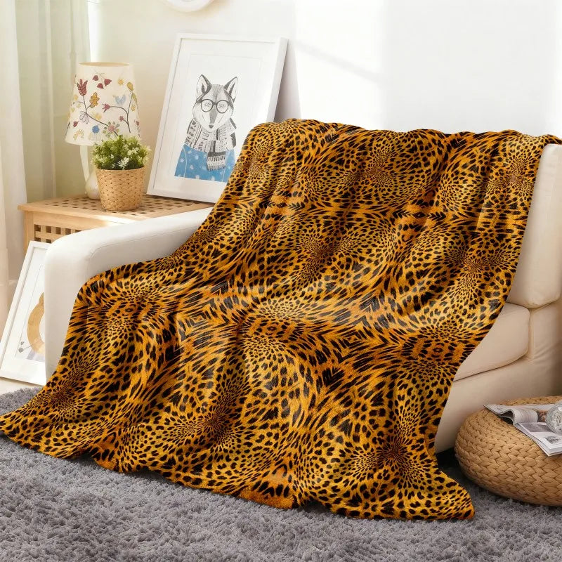 Soft Leopard Flannel Throw Blanket