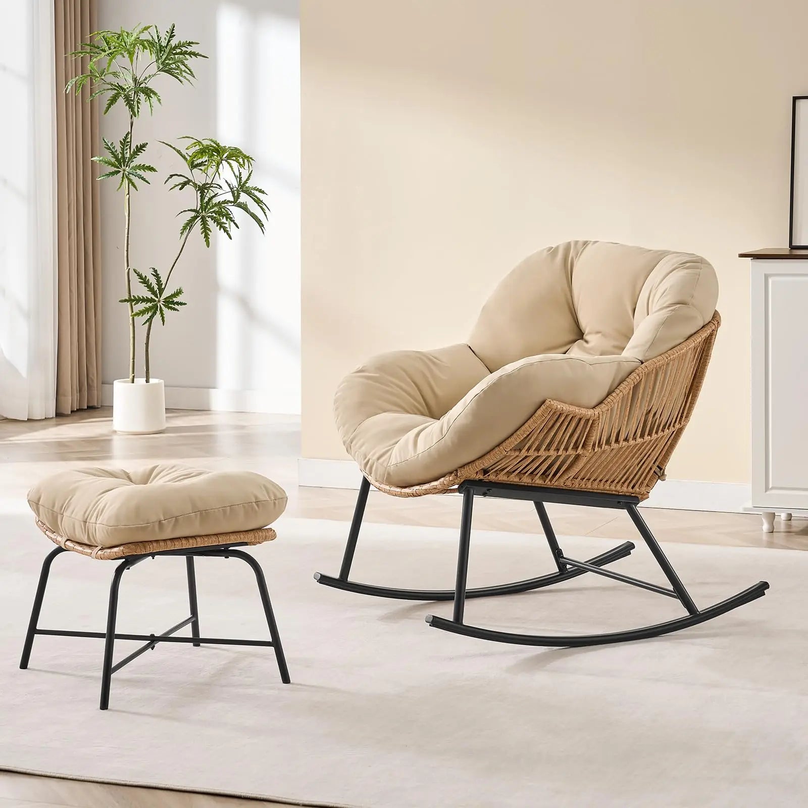 Papasan Rocker with Ottoman