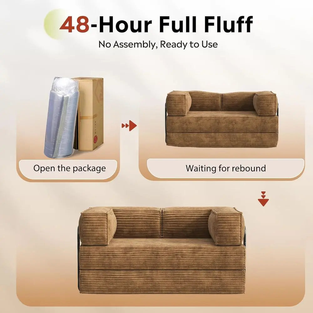 Brown Corduroy Convertible Sleeper Sofa