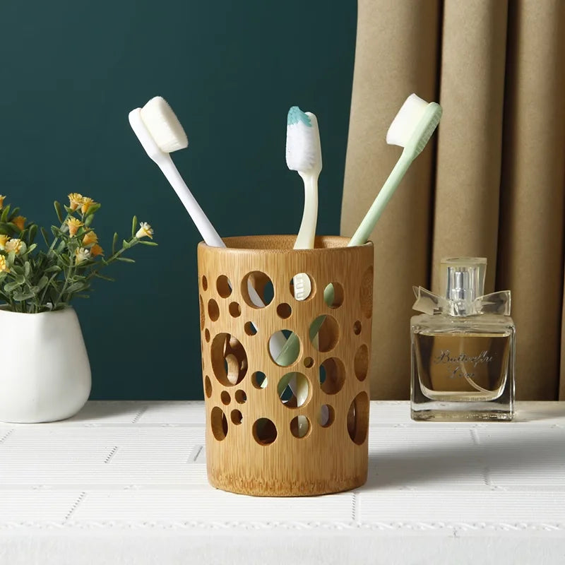 Bamboo Toothbrush Holder with Drainage