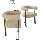 Bouclé Fabric Dining Armchairs Set