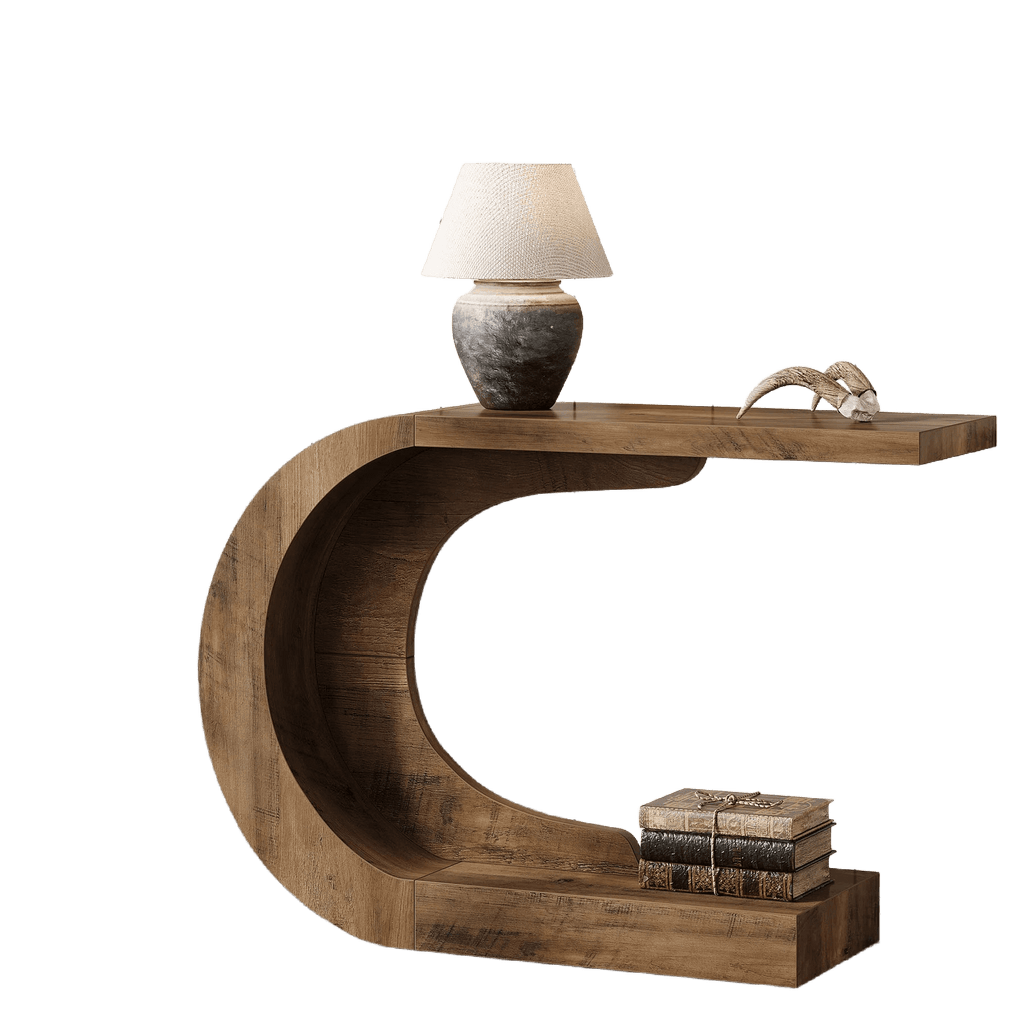 Mid-Century C-Shaped Console Table