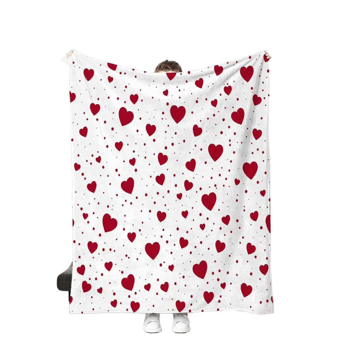 Cozy Heart-Print Plush Blanket
