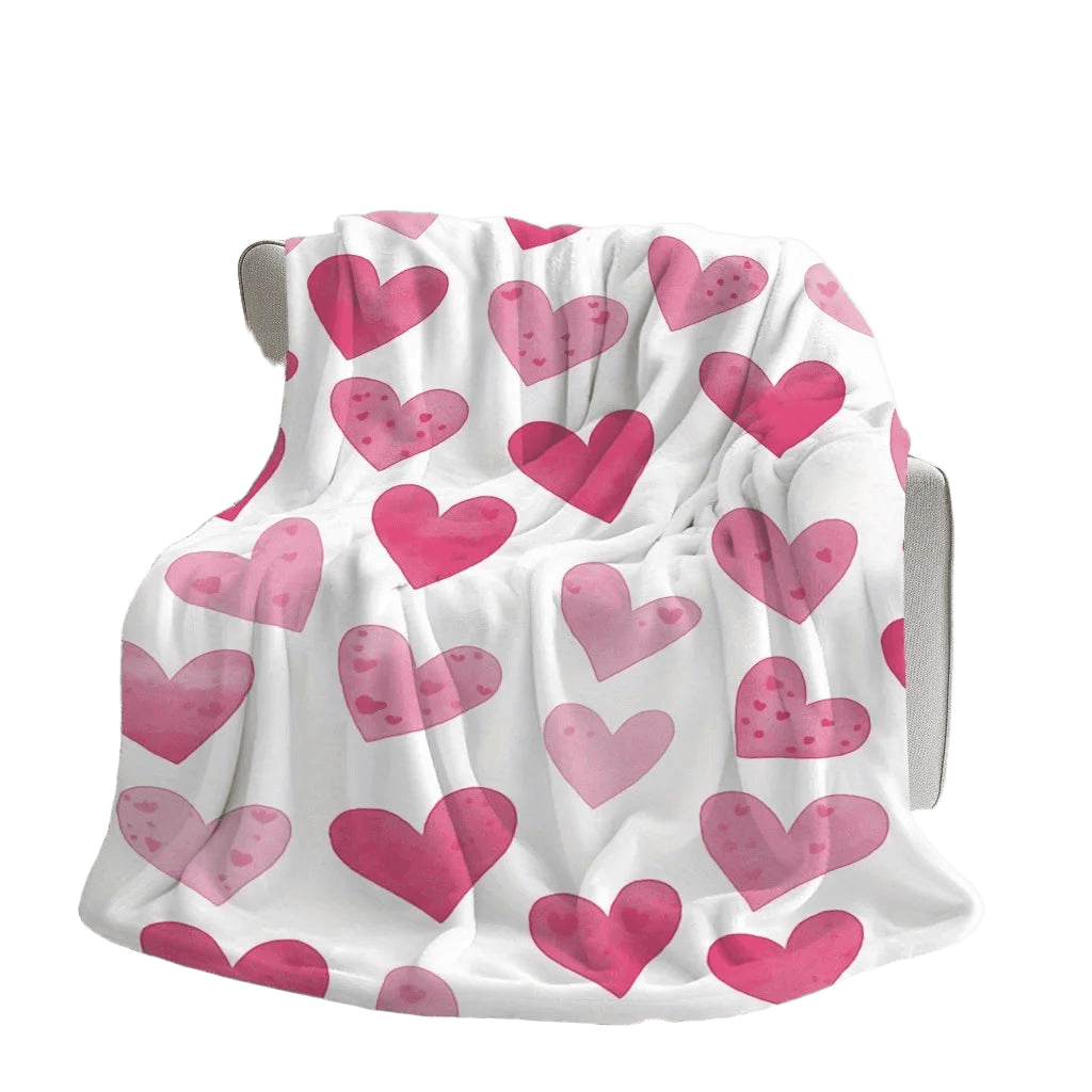 Cozy Heart Stripe Flannel Blanket