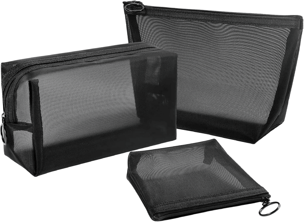 3-Pack Mesh Cosmetic Pouches
