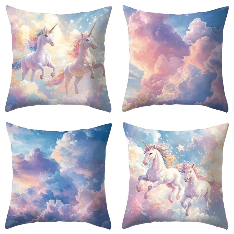 Unicorn Clouds Polyester Pillow Cover