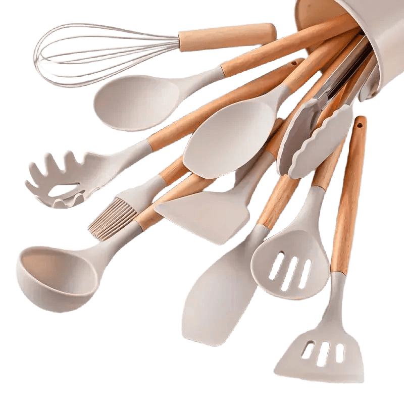 Colorful 12-Piece Wooden Handle Utensils