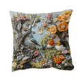 Embroidered Bird Floral Pillow Cover
